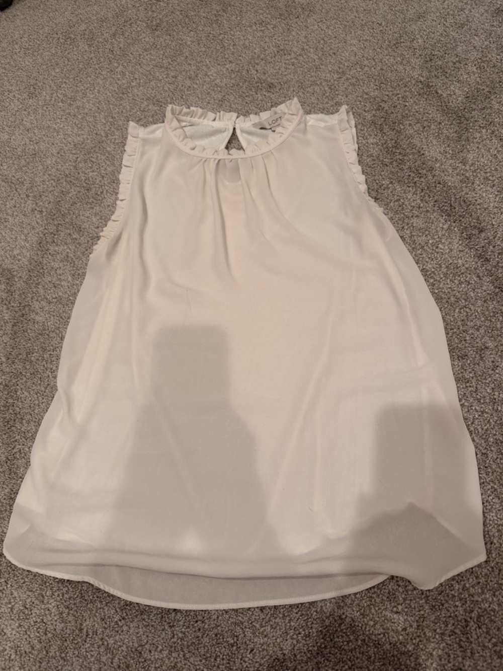 LOFT Cream Ruffle Neck Sleeveless Camisole